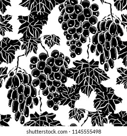 Elegant seamless pattern with grapes, design elements. Fruit  pattern for invitations, cards, print, gift wrap, manufacturing, textile, fabric, wallpapers