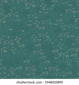 Elegante patrón sin costura con hojas de línea dibujadas a mano verde. Patrón floral. Fondo verde.