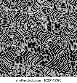 Elegant seamless pattern with hand drawn decorative waves, design elements. Abstract pattern for wedding invitations, greeting cards, wallpapers, scrapbooking, print, gift wrap, manufacturing. 