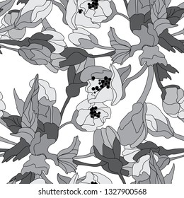 Elegant seamless pattern with hand drawn decorative cherry blossom flowers, design elements. Floral pattern for wedding invitations, greeting cards, scrapbooking, print, gift wrap, manufacturing.