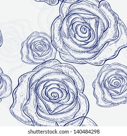 elegant seamless pattern with hand drawn roses for your design