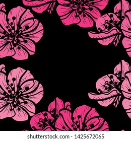 Elegant seamless pattern with hand drawn decorative cherry blossom flowers, design elements. Floral pattern for wedding invitations, greeting cards, scrapbooking, print, gift wrap, manufacturing.