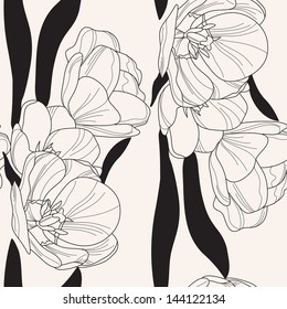 elegant seamless pattern with hand drawn tulips for your design