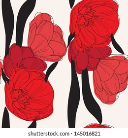 elegant seamless pattern with hand drawn tulips for your design