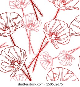 elegant seamless pattern with hand drawn poppy flowers for your design