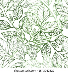 Elegant seamless pattern with hand drawn leaves, design elements. Floral  pattern for invitations, cards, print, gift wrap, manufacturing, textile, fabric, wallpapers