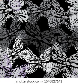 Elegant seamless pattern with hand drawn butterflies, design elements. Can be used for invitations, cards, print, gift wrap, manufacturing, textile, fabric, wallpapers