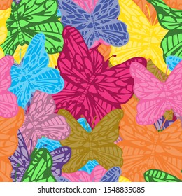 Elegant seamless pattern with hand drawn butterflies, design elements. Can be used for invitations, cards, print, gift wrap, manufacturing, textile, fabric, wallpapers