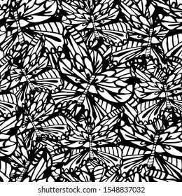 Elegant seamless pattern with hand drawn butterflies, design elements. Can be used for invitations, cards, print, gift wrap, manufacturing, textile, fabric, wallpapers
