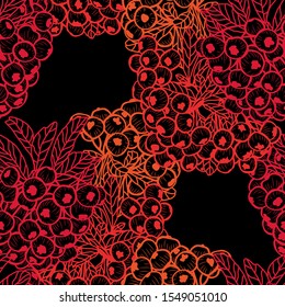 Elegant seamless pattern with hand drawn rowen berries, design elements. Berry  pattern for invitations, cards, print, gift wrap, manufacturing, textile, fabric, wallpapers