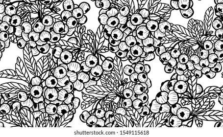 Elegant seamless pattern with hand drawn rowen berries, design elements. Berry  pattern for invitations, cards, print, gift wrap, manufacturing, textile, fabric, wallpapers