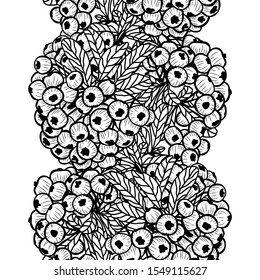 Elegant seamless pattern with hand drawn rowen berries, design elements. Berry  pattern for invitations, cards, print, gift wrap, manufacturing, textile, fabric, wallpapers