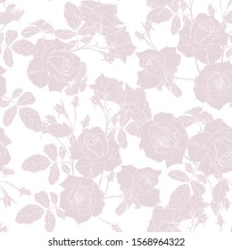Elegant seamless pattern with hand drawn line Roses flowers. Floral pattern for, greeting cards, scrapbooking, print, gift wrap, manufacturing. 