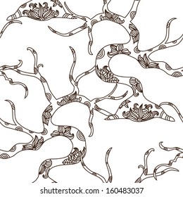 elegant seamless pattern with hand drawn decorative trees for your design