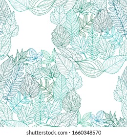 Elegant seamless pattern with hand drawn leaves, design elements. Floral  pattern for invitations, cards, print, gift wrap, manufacturing, textile, fabric, wallpapers