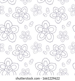 Elegant seamless pattern with hand drawn decorative cherry blossom flowers, design elements. Floral pattern for wedding invitations, greeting cards, scrapbooking, print, gift wrap, manufacturing