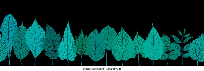 Elegantes, nahtloses Muster mit handgezeichneten Blättern, Designelementen. Blumenmuster für Einladungen, Karten, Druck, Geschenkverpackungen, Herstellung, Textilien, Gewebe, Wallpaper