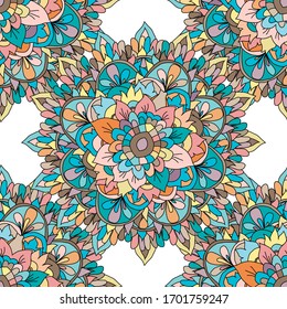 Elegante patrón impecable con mandalas dibujadas a mano, elementos de diseño. Patrón de Mandala para invitaciones, tarjetas de felicitación, reserva de chatarra, impresión, envoltura de regalo, fabricación