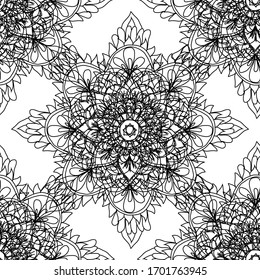 Elegant seamless pattern with hand drawn mandalas, design elements. Mandala pattern for invitations, greeting cards, scrapbooking, print, gift wrap, manufacturing