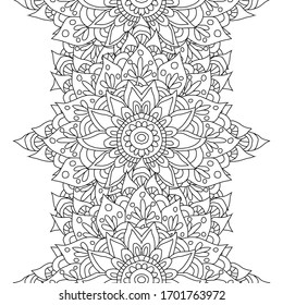 Elegant seamless pattern with hand drawn mandalas, design elements. Mandala pattern for invitations, greeting cards, scrapbooking, print, gift wrap, manufacturing