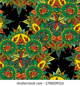 Elegant seamless pattern with hand drawn mandalas, design elements. Mandala pattern for invitations, greeting cards, scrapbooking, print, gift wrap, manufacturing