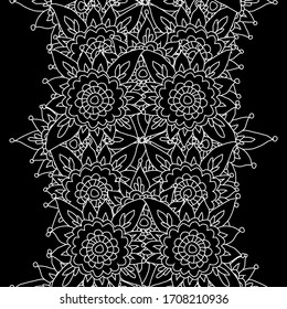Elegant seamless pattern with hand drawn mandalas, design elements. Mandala pattern for invitations, greeting cards, scrapbooking, print, gift wrap, manufacturing