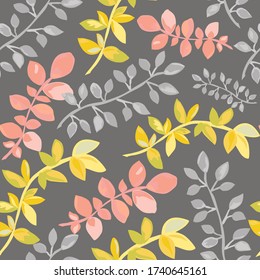 Elegant seamless pattern with hand drawn leaves, design elements. Floral  pattern for invitations, cards, print, gift wrap, manufacturing, textile, fabric, wallpapers
