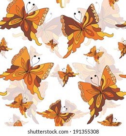 elegant seamless pattern with hand drawn decorative butterflies, design element