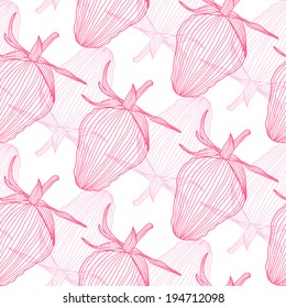 elegant seamless pattern with hand drawn strawberries, design element