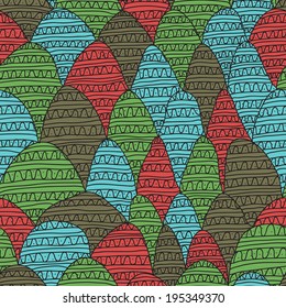 elegant seamless pattern with hand drawn decorative waves, design element. Marine background