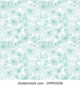 Elegant seamless pattern with hand drawn decorative flowers, design elements. Floral pattern for wedding invitations, greeting cards, scrapbooking, print, gift wrap, manufacturing.