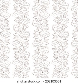 Elegant seamless pattern with hand drawn roses on white background. Vector illustration.