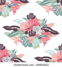 Elegant seamless pattern with hand drawn decorative flowers, design elements. Floral pattern for wedding invitations, greeting cards, scrapbooking, print, gift wrap, manufacturing.