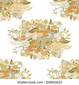 Elegant seamless pattern with hand drawn decorative flowers, design elements. Floral pattern for wedding invitations, greeting cards, scrapbooking, print, gift wrap, manufacturing.