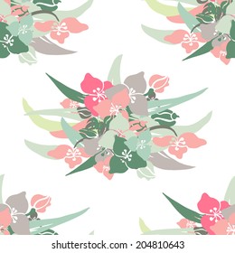 Elegant seamless pattern with hand drawn decorative flowers, design elements. Floral pattern for wedding invitations, greeting cards, scrapbooking, print, gift wrap, manufacturing.