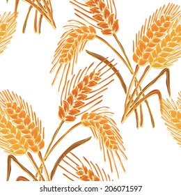 Elegant seamless pattern with hand drawn decorative wheat, design elements. Floral pattern for invitations, greeting cards, scrapbooking, print, gift wrap, manufacturing.