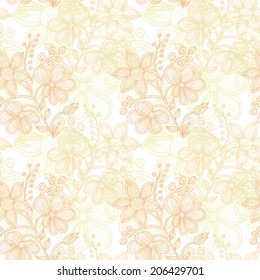 Elegant seamless pattern with hand drawn decorative flowers, design elements. Floral pattern for wedding invitations, greeting cards, scrapbooking, print, gift wrap, manufacturing.
