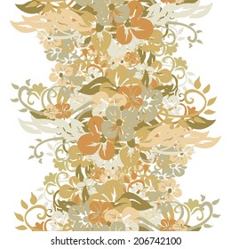 Elegant seamless pattern with hand drawn decorative flowers, design elements. Floral pattern for wedding invitations, greeting cards, scrapbooking, print, gift wrap, manufacturing.