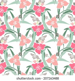 Elegant seamless pattern with hand drawn decorative lily flowers, design elements. Floral pattern for wedding invitations, greeting cards, scrapbooking, print, gift wrap, manufacturing.