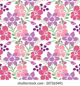 Elegant seamless pattern with hand drawn decorative flowers, design elements. Floral pattern for wedding invitations, greeting cards, scrapbooking, print, gift wrap, manufacturing.