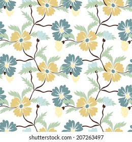 Elegant seamless pattern with hand drawn decorative cornflowers, design elements. Floral pattern for wedding invitations, greeting cards, scrapbooking, print, gift wrap, manufacturing.