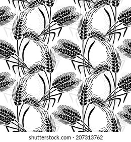Elegant seamless pattern with hand drawn decorative wheat, design elements. Floral pattern for wedding invitations, greeting cards, scrapbooking, print, gift wrap, manufacturing.