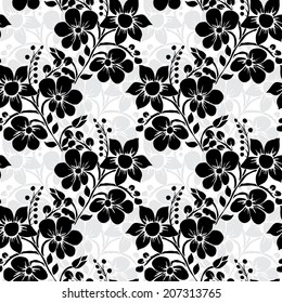 Elegant seamless pattern with hand drawn decorative flowers, design elements. Floral pattern for wedding invitations, greeting cards, scrapbooking, print, gift wrap, manufacturing.