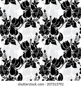 Elegant seamless pattern with hand drawn decorative flowers, design elements. Floral pattern for wedding invitations, greeting cards, scrapbooking, print, gift wrap, manufacturing.