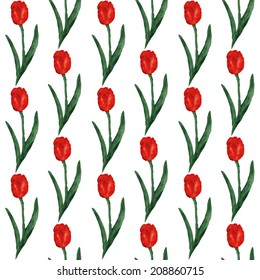 Elegant seamless pattern with hand drawn decorative watercolor tulip flowers, design elements. Floral pattern for wedding invitations, greeting cards, scrapbooking, print, gift wrap, manufacturing.