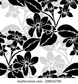 Elegant seamless pattern with hand drawn decorative stephanotis flowers, design elements. Floral pattern for wedding invitations, greeting cards, scrapbooking, print, gift wrap, manufacturing.