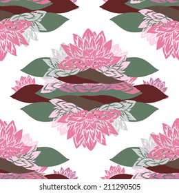 Elegant seamless pattern with hand drawn decorative lotus flowers, design elements. Floral pattern for wedding invitations, greeting cards, scrapbooking, print, gift wrap, manufacturing.