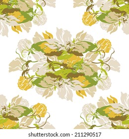 Elegant seamless pattern with hand drawn decorative flowers, design elements. Floral pattern for wedding invitations, greeting cards, scrapbooking, print, gift wrap, manufacturing.