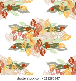 Elegant seamless pattern with hand drawn decorative flowers, design elements. Floral pattern for wedding invitations, greeting cards, scrapbooking, print, gift wrap, manufacturing.