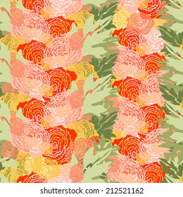 Elegant seamless pattern with hand drawn decorative ranunculus flowers, design elements. Floral pattern for wedding invitations, greeting cards, scrapbooking, print, gift wrap, manufacturing.